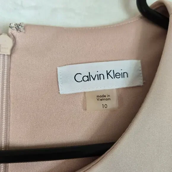 Calvin Klein Color Block Sheath Dress Womens 10 Knee Length Sleeveless 0679 - Picture 5 of 10